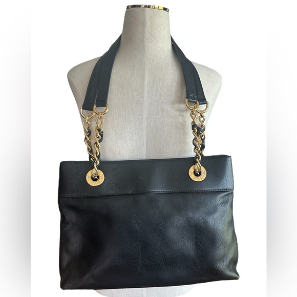 MCM Black Leather Shoulder Bag with Gold Accents - Picture 8 of 13